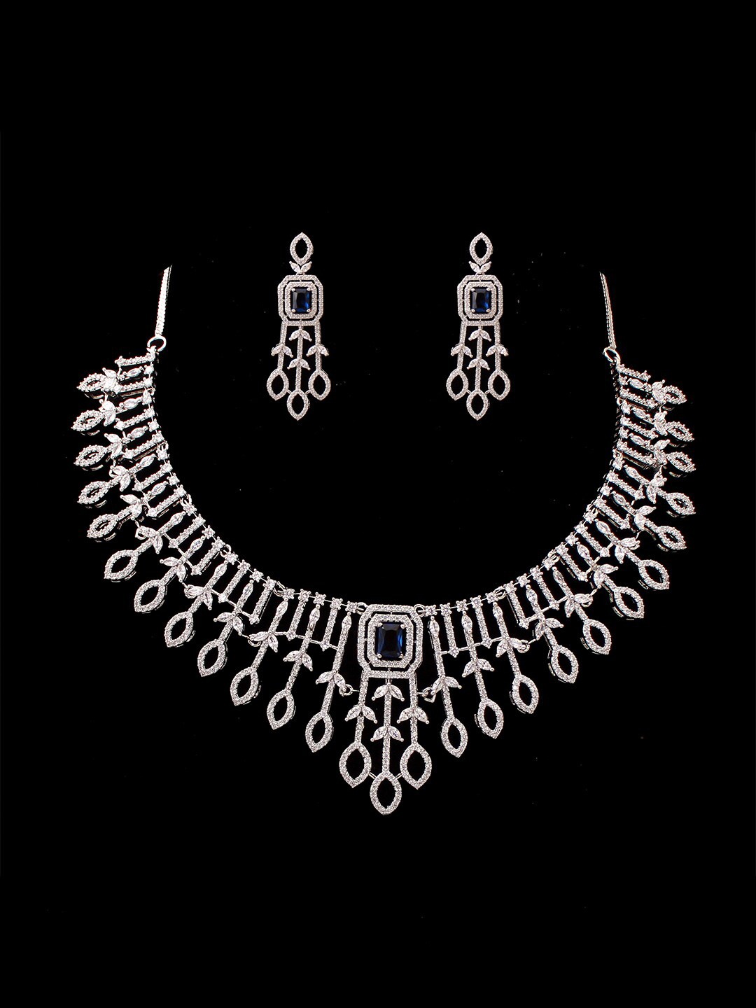 

Mirana Women Rhodium-Plated CZ & AD-Studded Jewellery Set, Silver