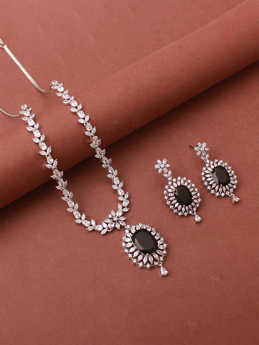 

Mirana Silver-Plated CZ-Stone-Studded Jewellery Set