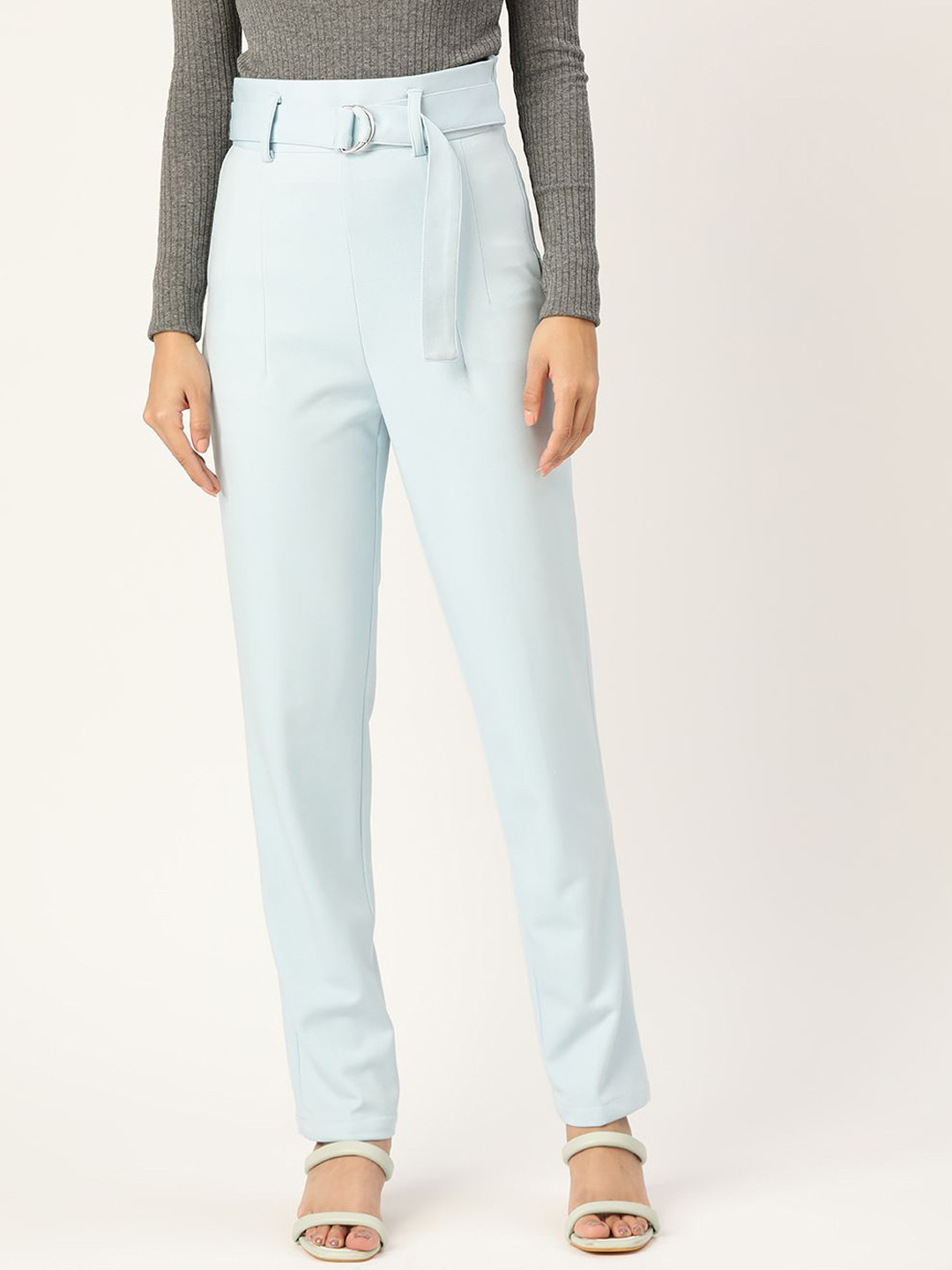 

Zastraa Women Relaxed High-Rise Non Iron Trousers, Blue
