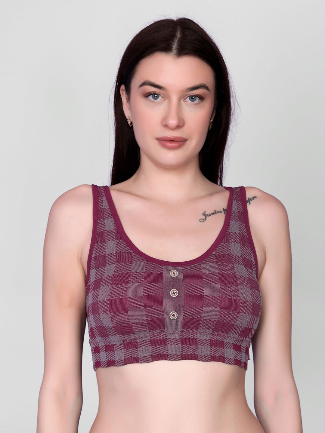 

DEALSEVEN FASHION Women Full Coverage Workout Bra, Maroon