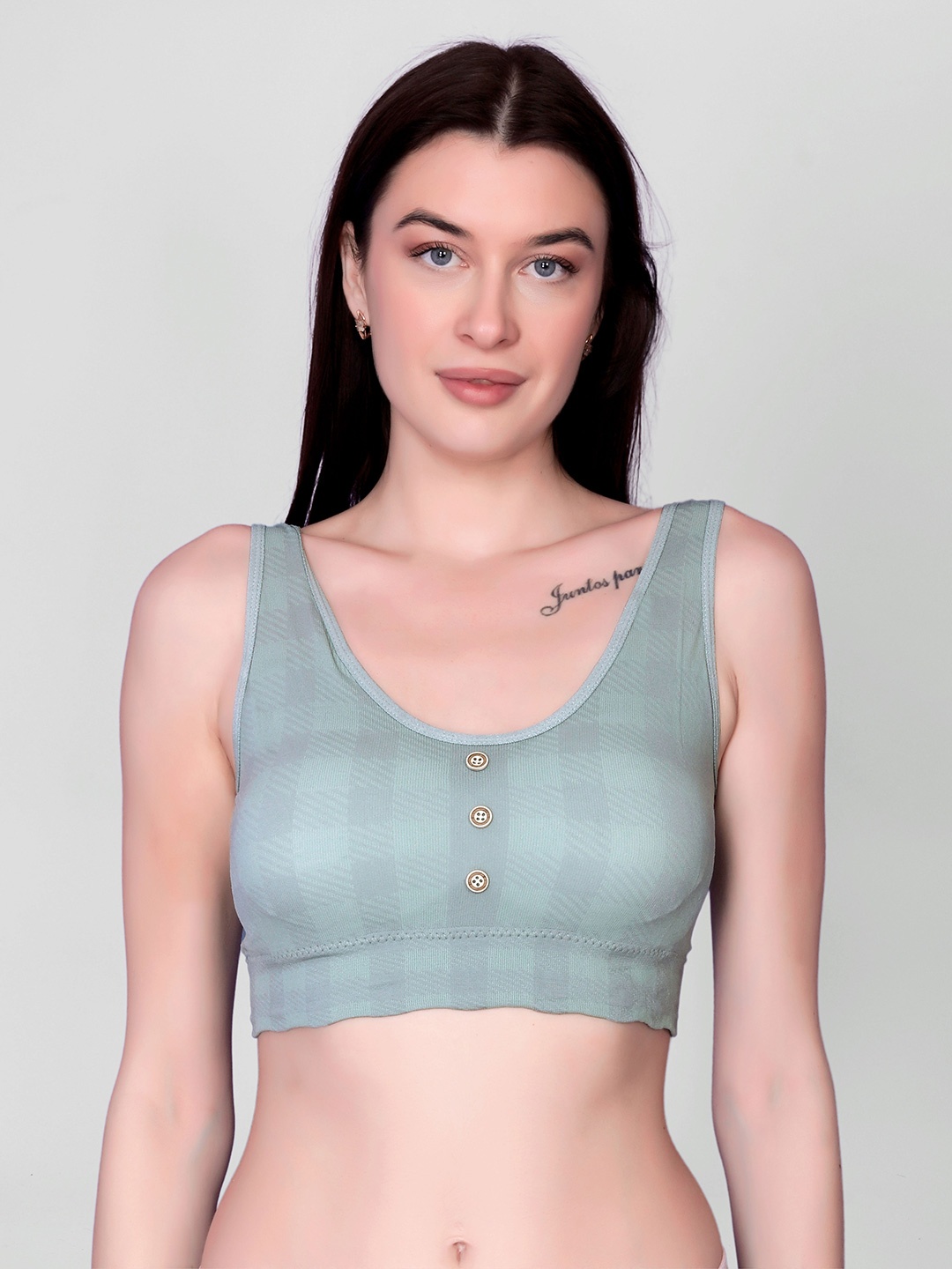 

DEALSEVEN FASHION Women Checked Full Coverage workout Bra, Green