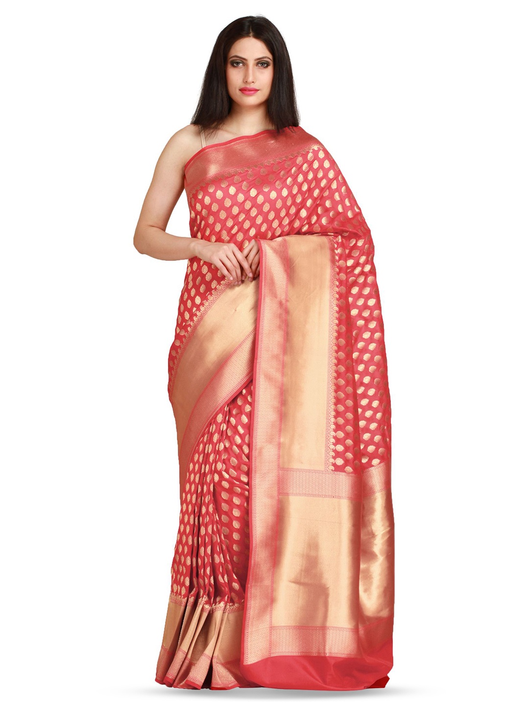 

Exotic India Woven Design Zari Banarasi Saree, Red