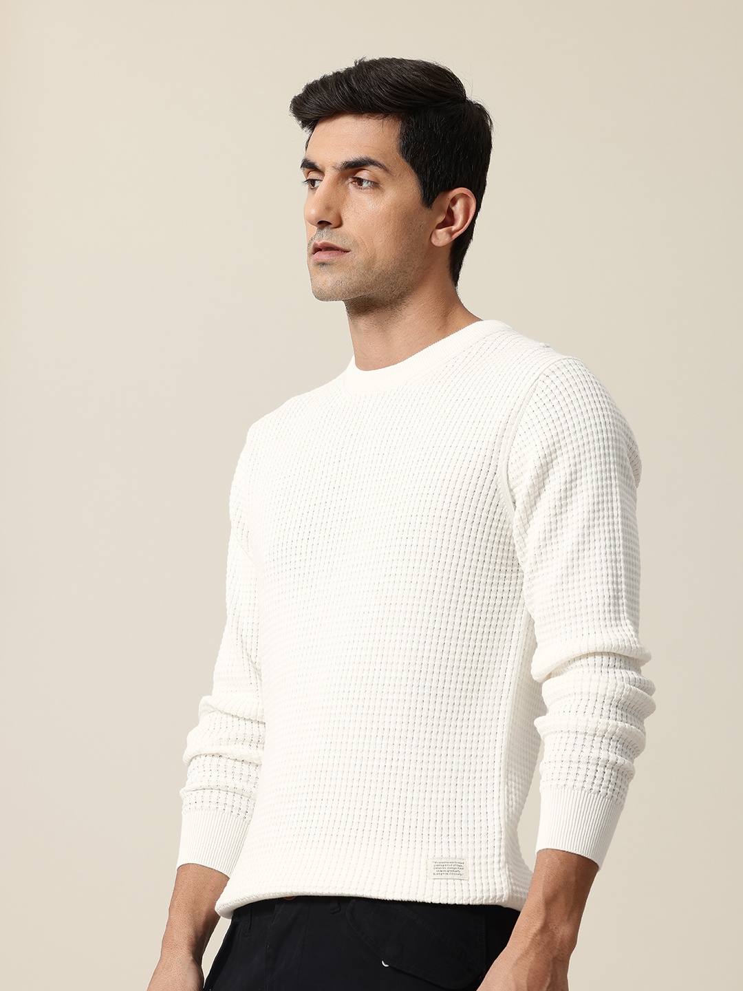 

Mr Bowerbird Pure Cotton Self-Design Pullover Sweater, White