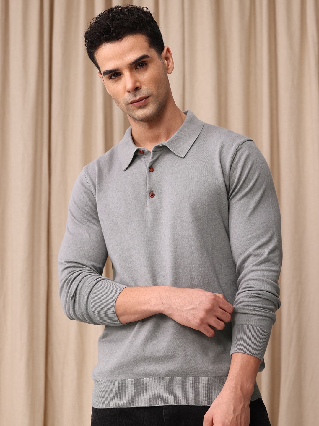 

Mr Bowerbird Polo Collar Pullover, Grey