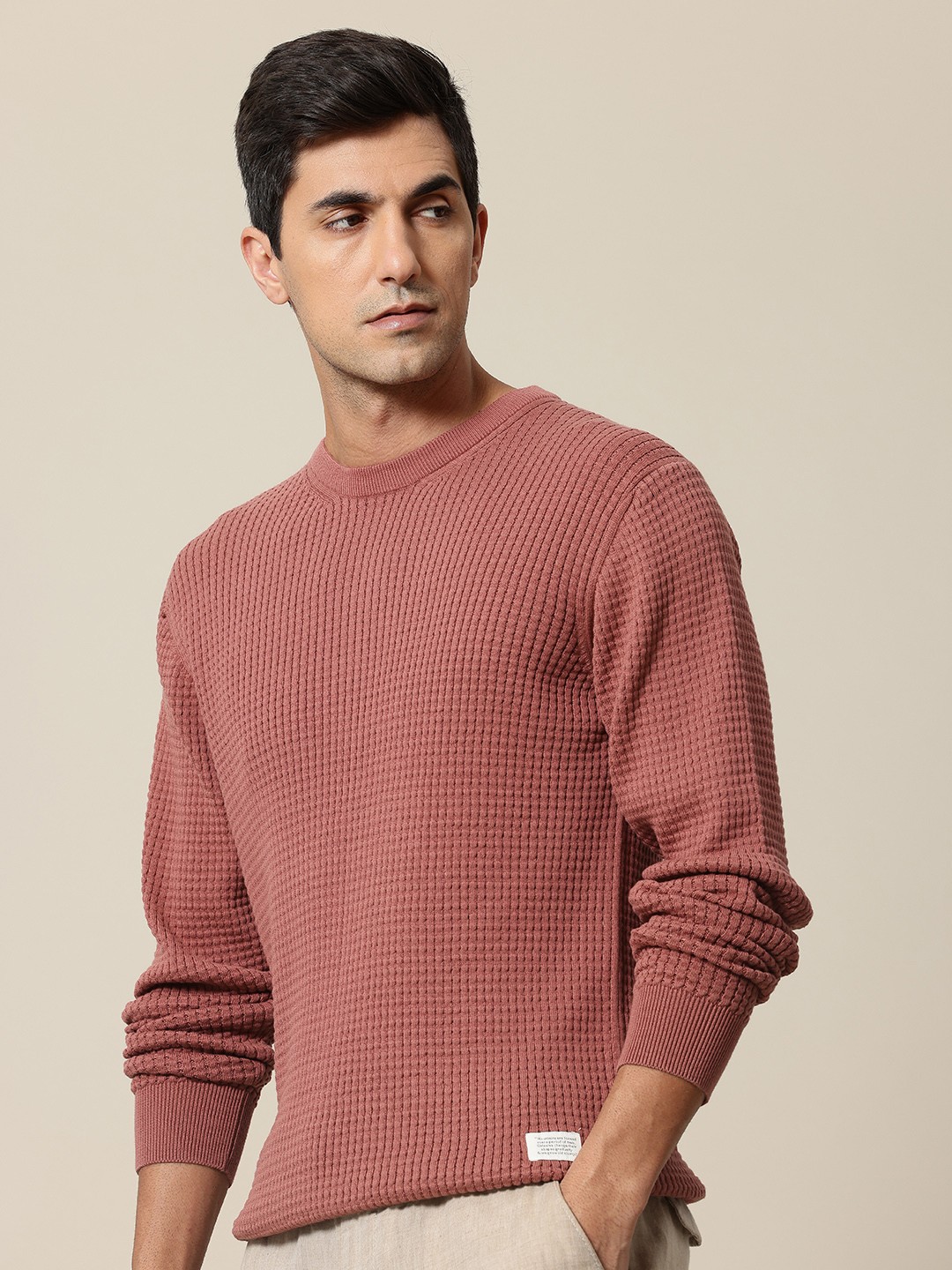 

Mr Bowerbird Pure Cotton Self-Design Pullover Sweater, Red