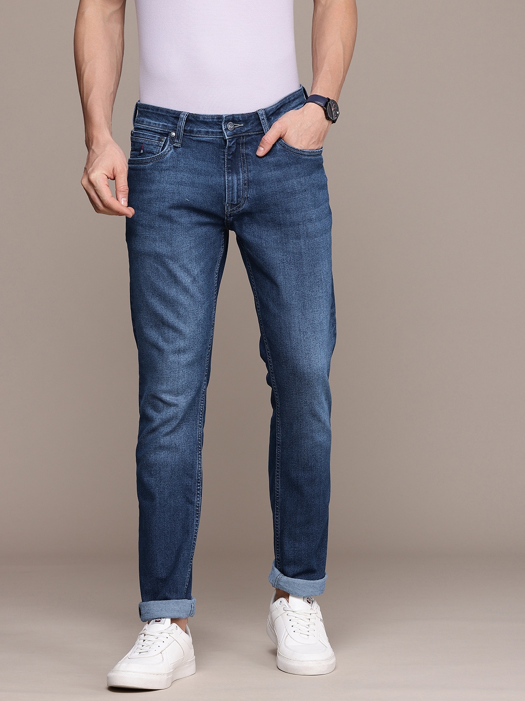

Nautica Men Slim Fit Light Fade Stretchable Jeans, Blue