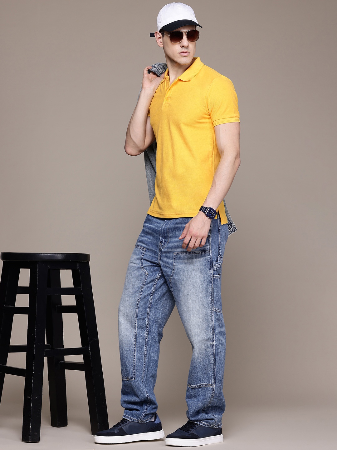 

The Roadster Lifestyle Co. Men Polo Collar T-shirt, Yellow