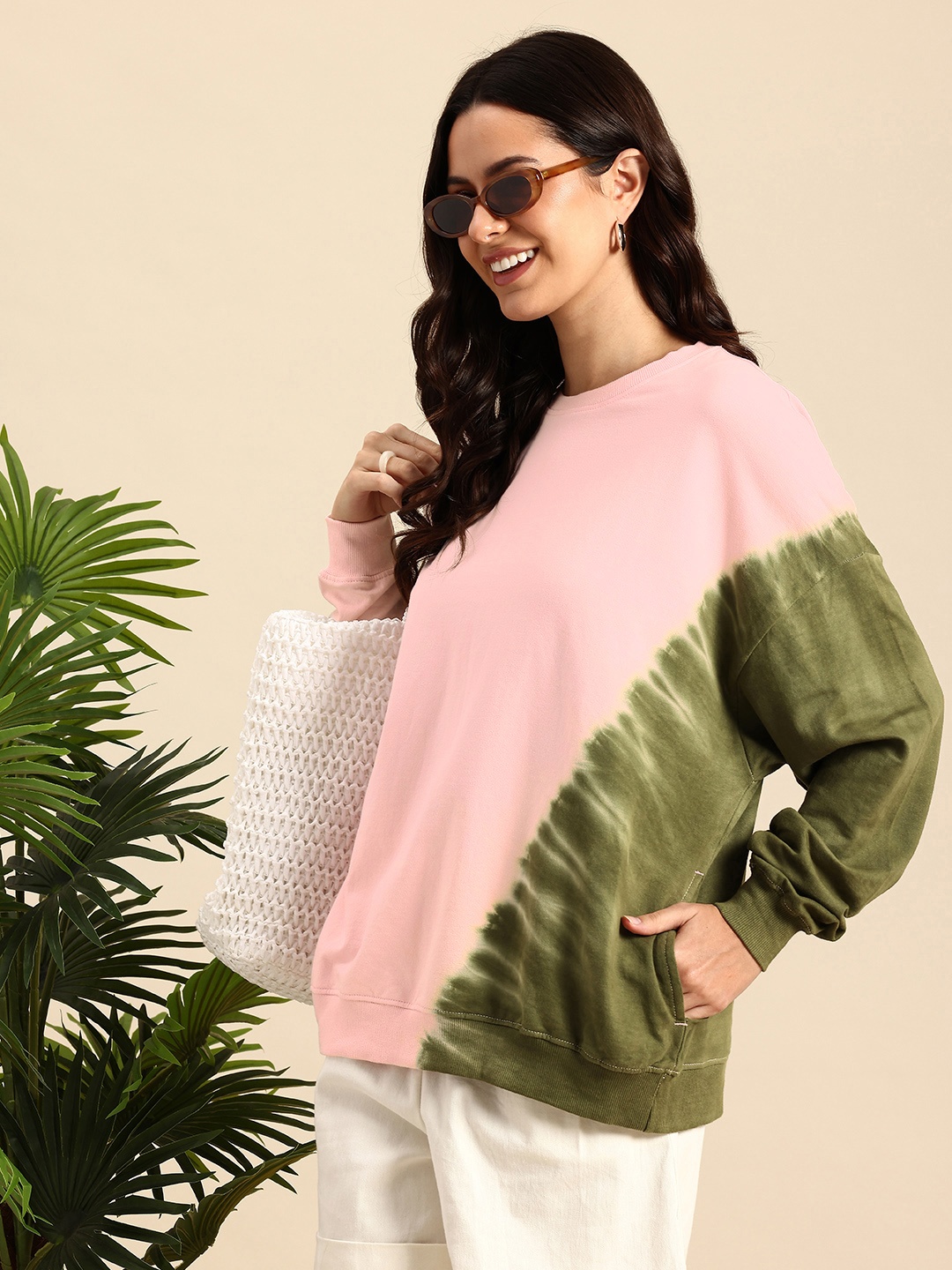 

Mast & Harbour Tie & Dye Pure Cotton Sweatshirt, Pink