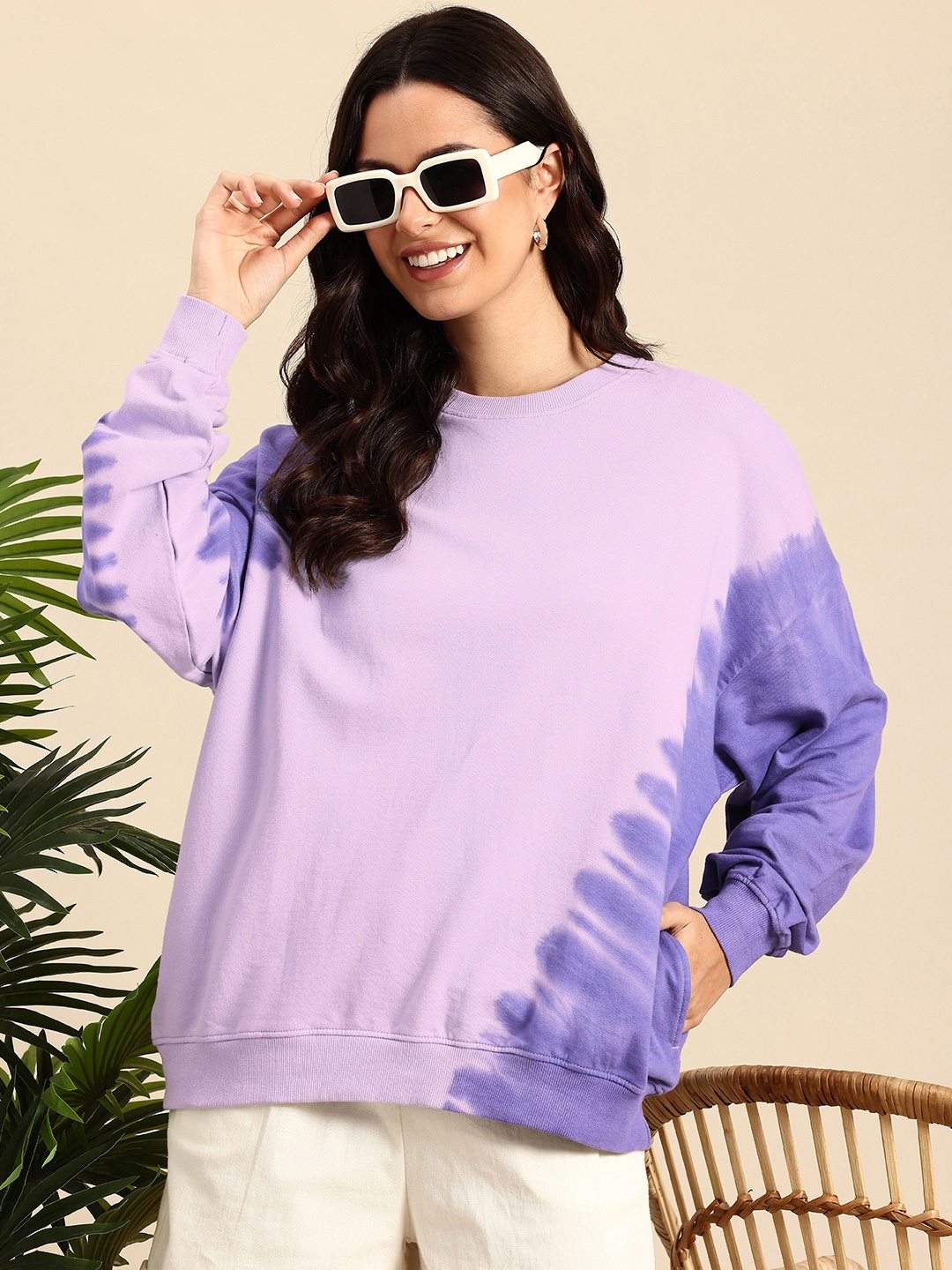 

Mast & Harbour Tie & Dye Pure Cotton Sweatshirt, Lavender
