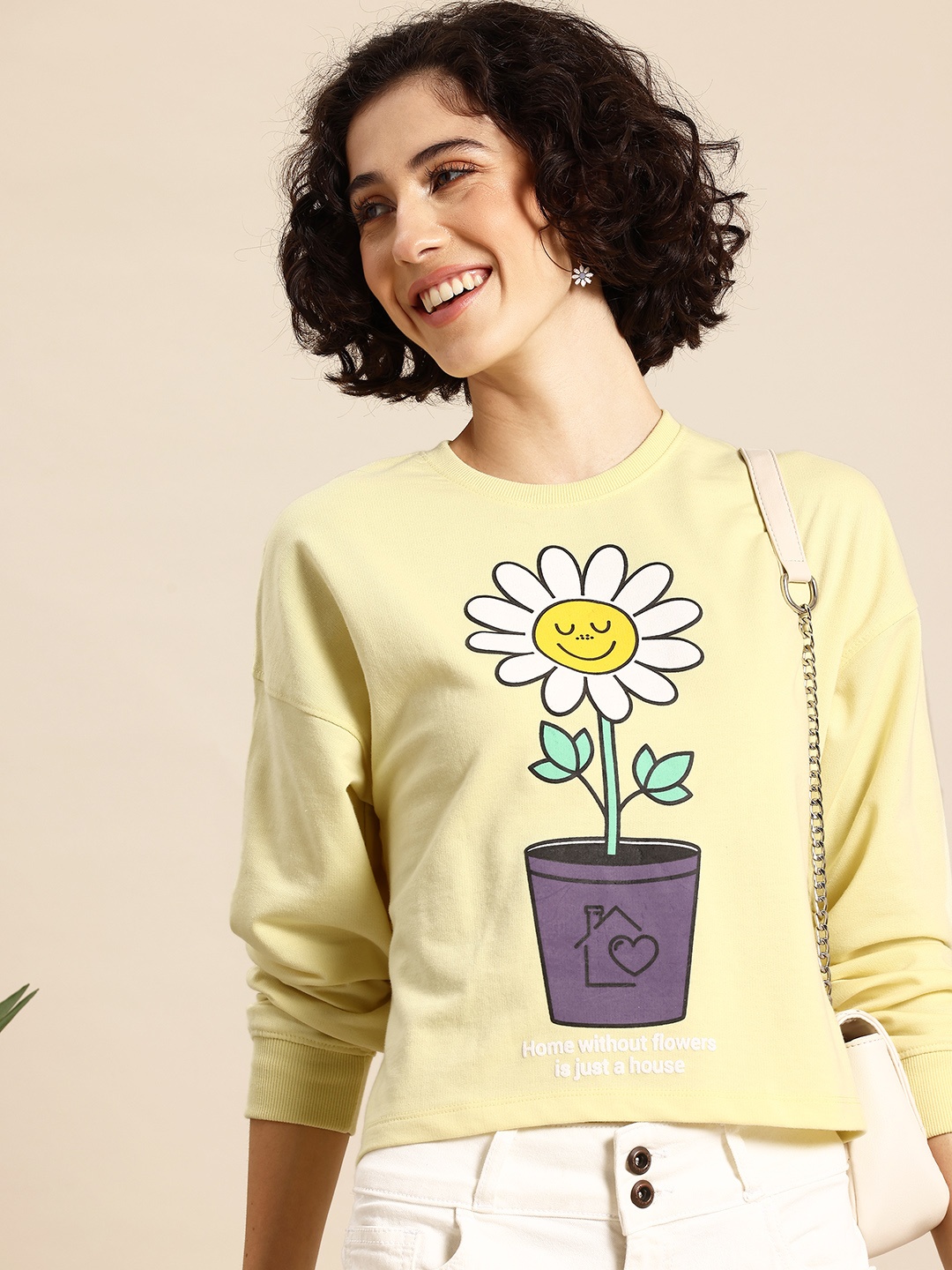 

Mast & Harbour Graphic Print Sweatshirt, Yellow