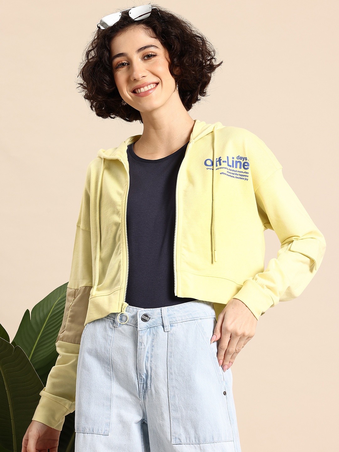 

Mast & Harbour Typography Print Hooded Sweatshirt, Yellow