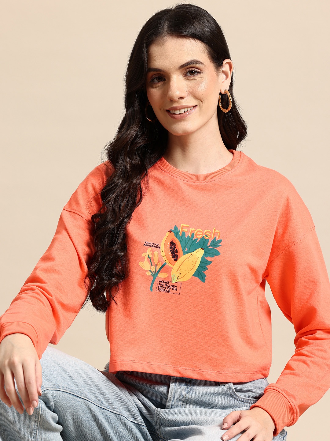 

Mast & Harbour Printed Sweatshirt, Peach