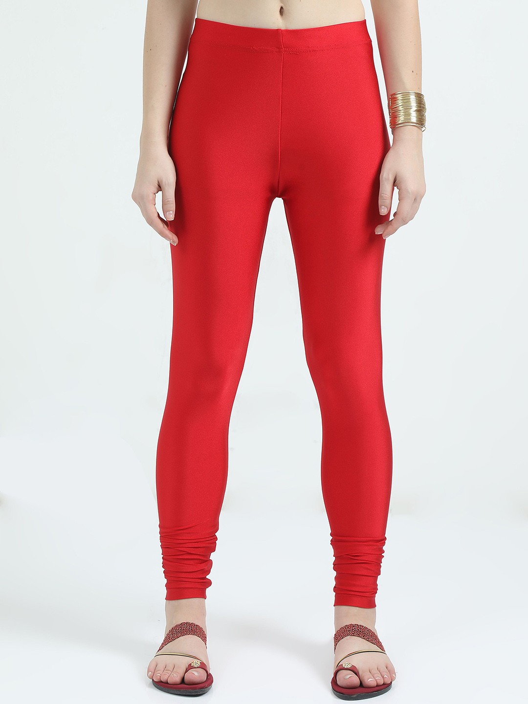

Bottums Women Slim-Fit Churidar-Length Leggings, Red
