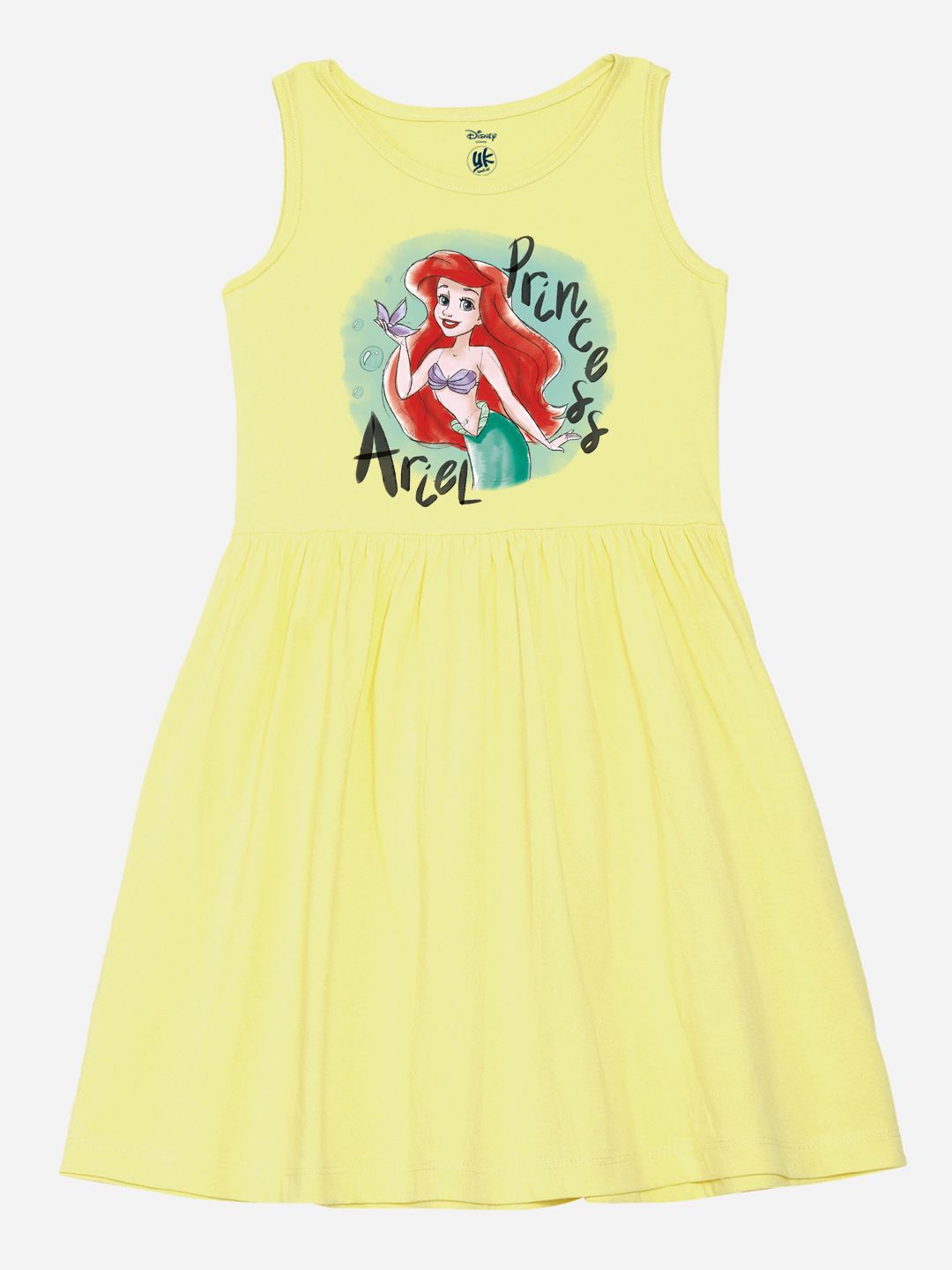 

YK Disney Girls Printed Cotton Fit & Flare Dress, Yellow