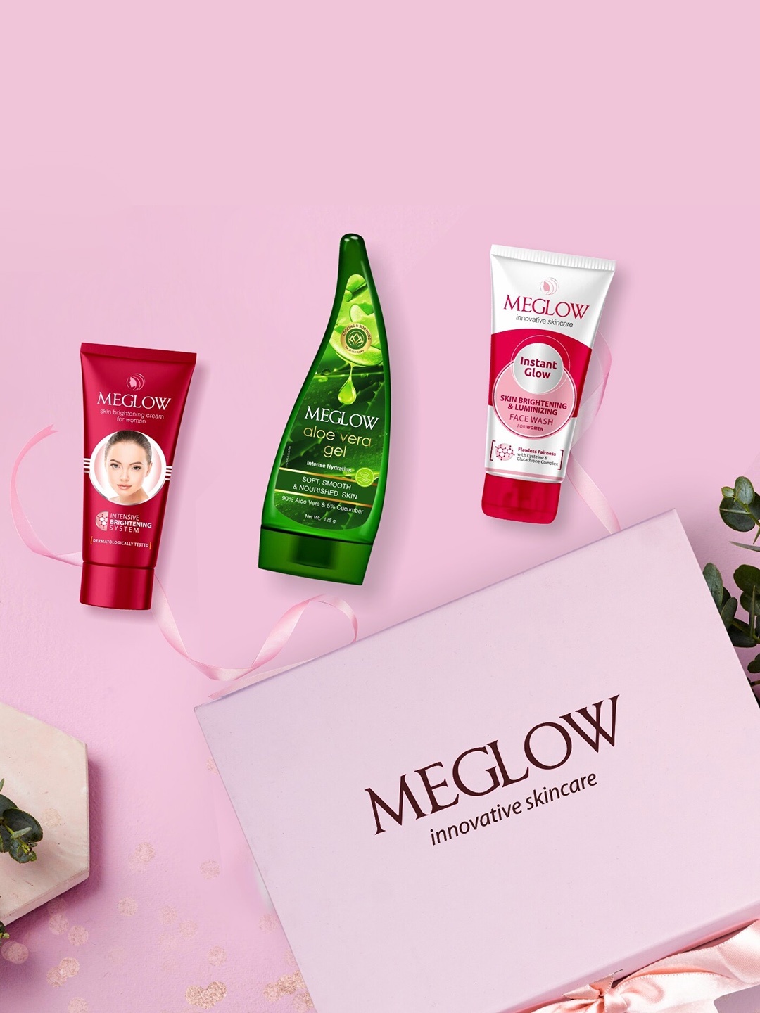 

MEGLOW Face Wash Aloevera Gel & Face Cream, Green