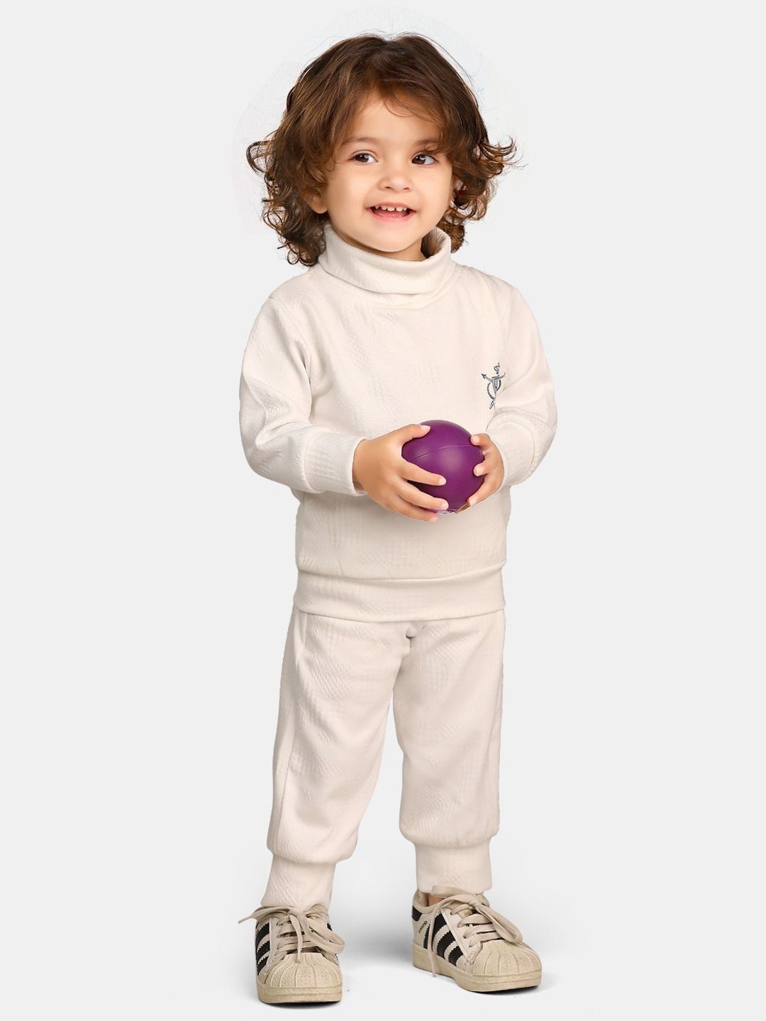 

BAESD Boys High Neck T-shirt with Trousers, Off white