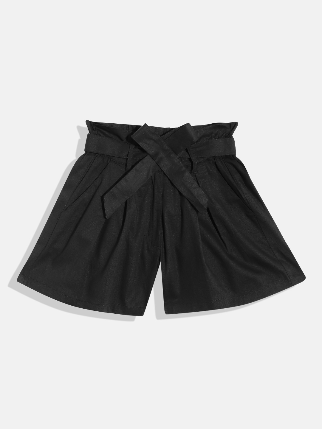 

HERE&NOW Girls Solid Casual Shorts, Black