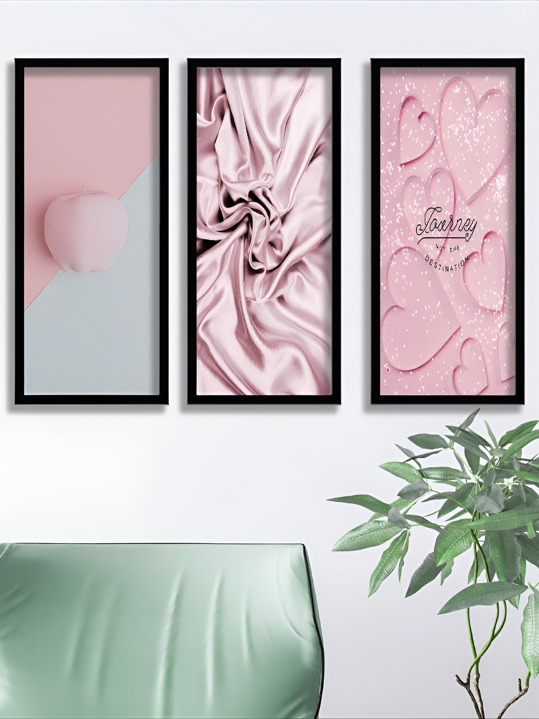 

Aura Pink & Black 3 Pieces Synthetic Wooden Wall Paintings