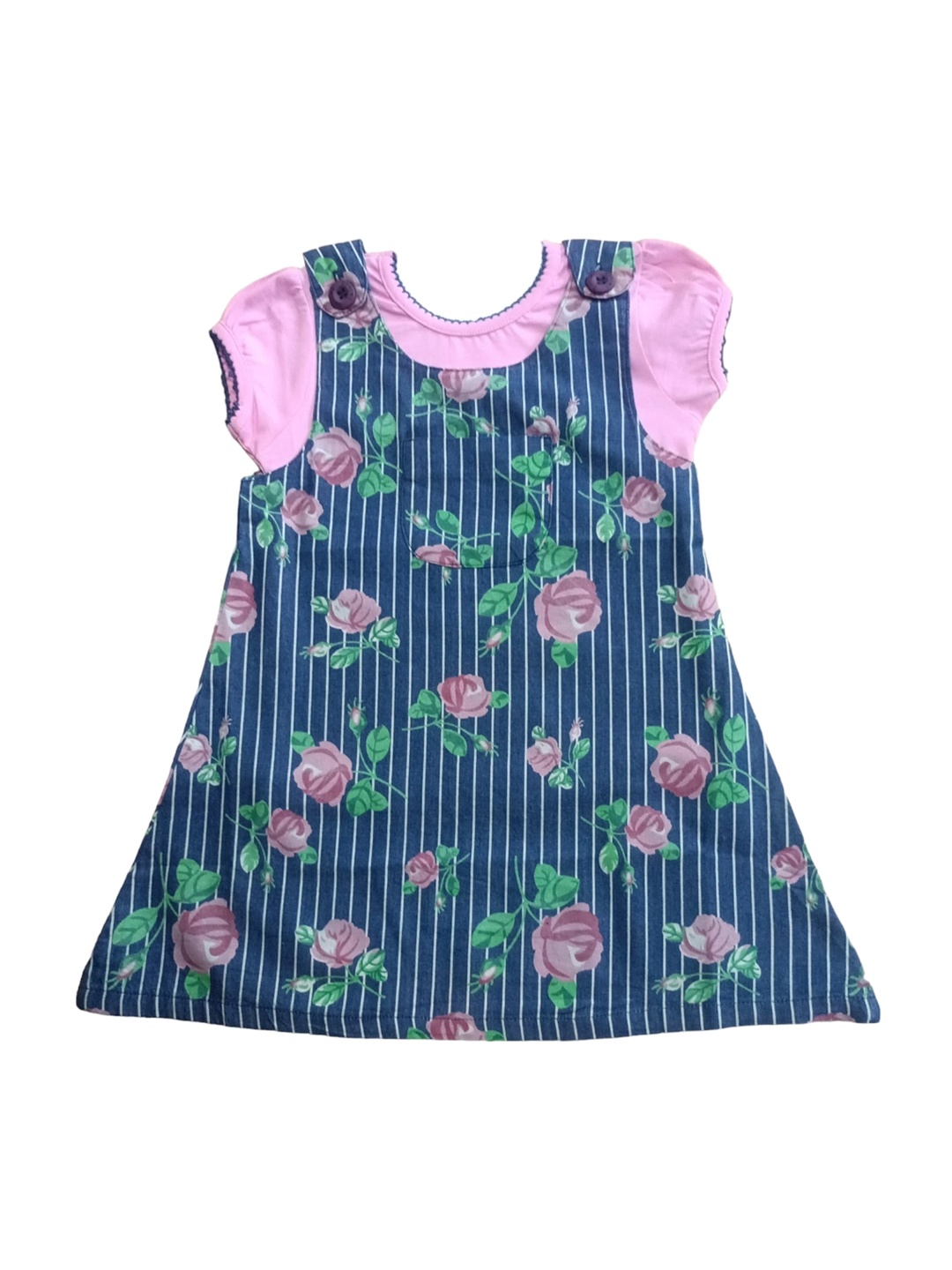 

BAESD Girls Printed Cotton Dungarees, Pink