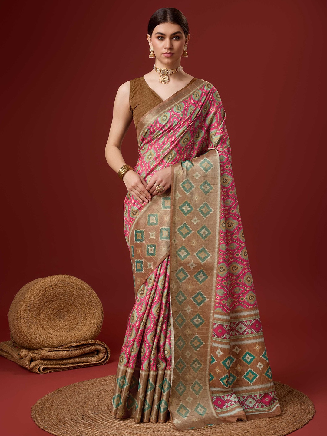 

Mitera Zari Saree, Brown