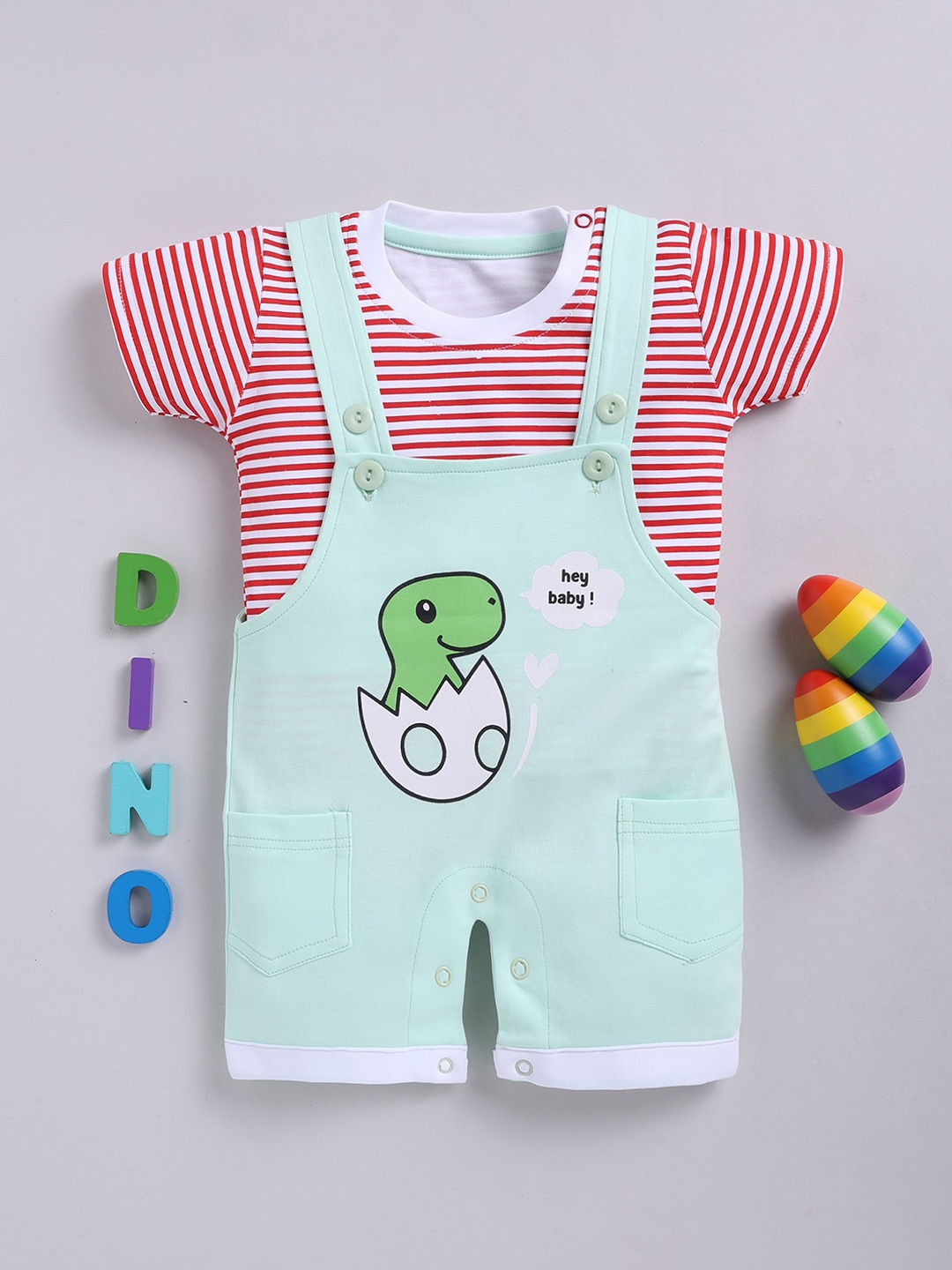 

Toonyport Infant Printed Pure Cotton Dungaree, Sea green