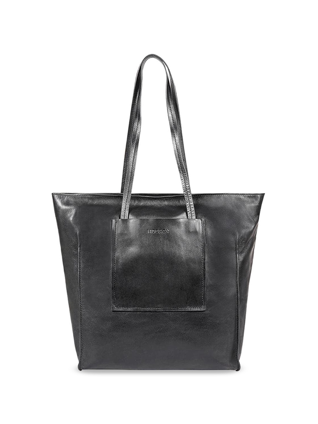 

Hidesign Women Solid Leather Structured Tote Bag with Tasselled, Black