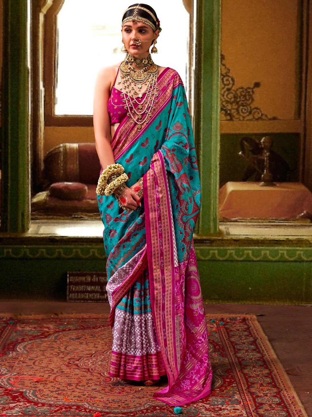 

Anouk Woven Design Ethnic Motifs Zari Silk Blend Saree, Blue