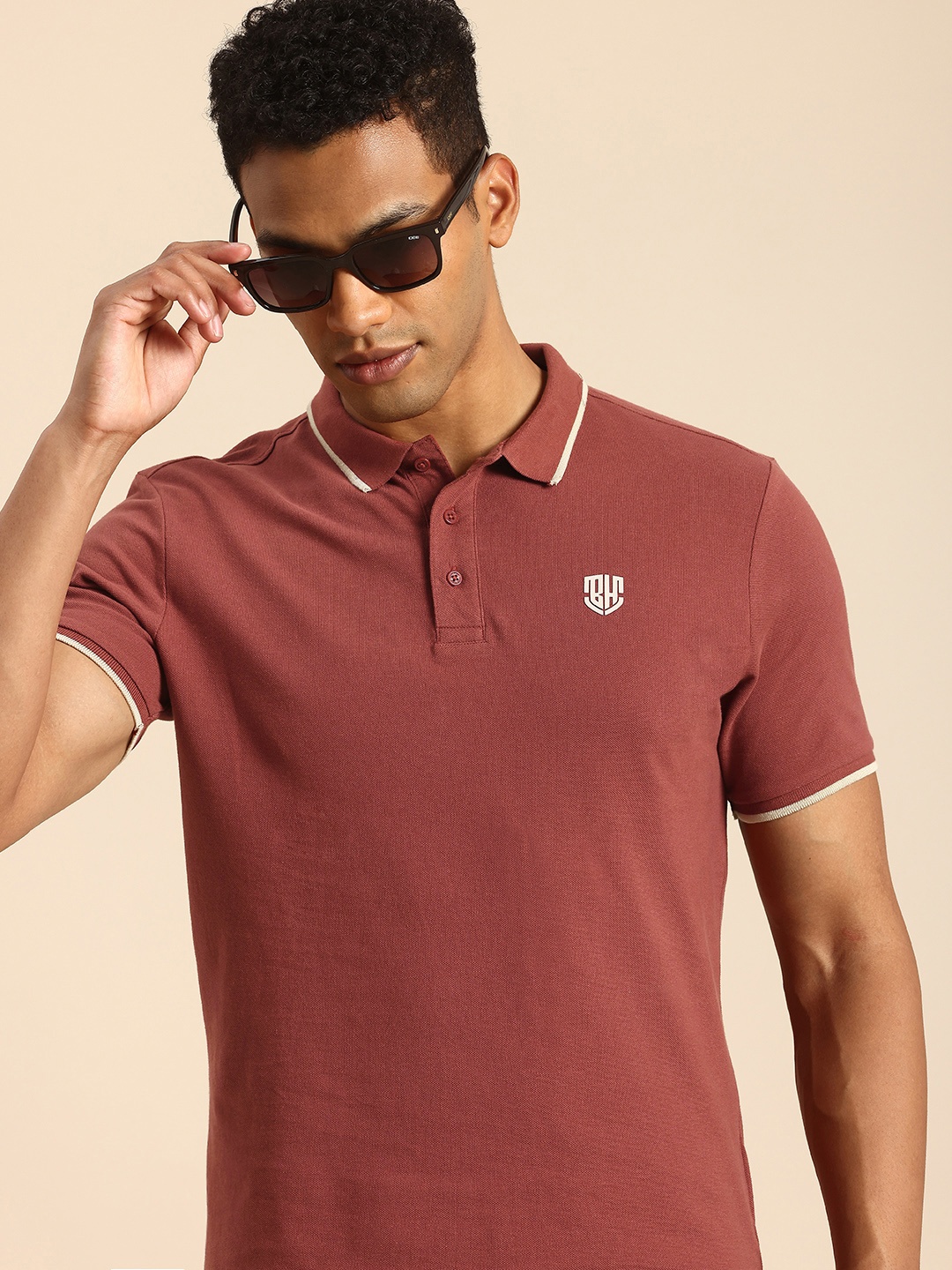 

Being Human Polo Collar Pure Cotton T-shirt, Rust