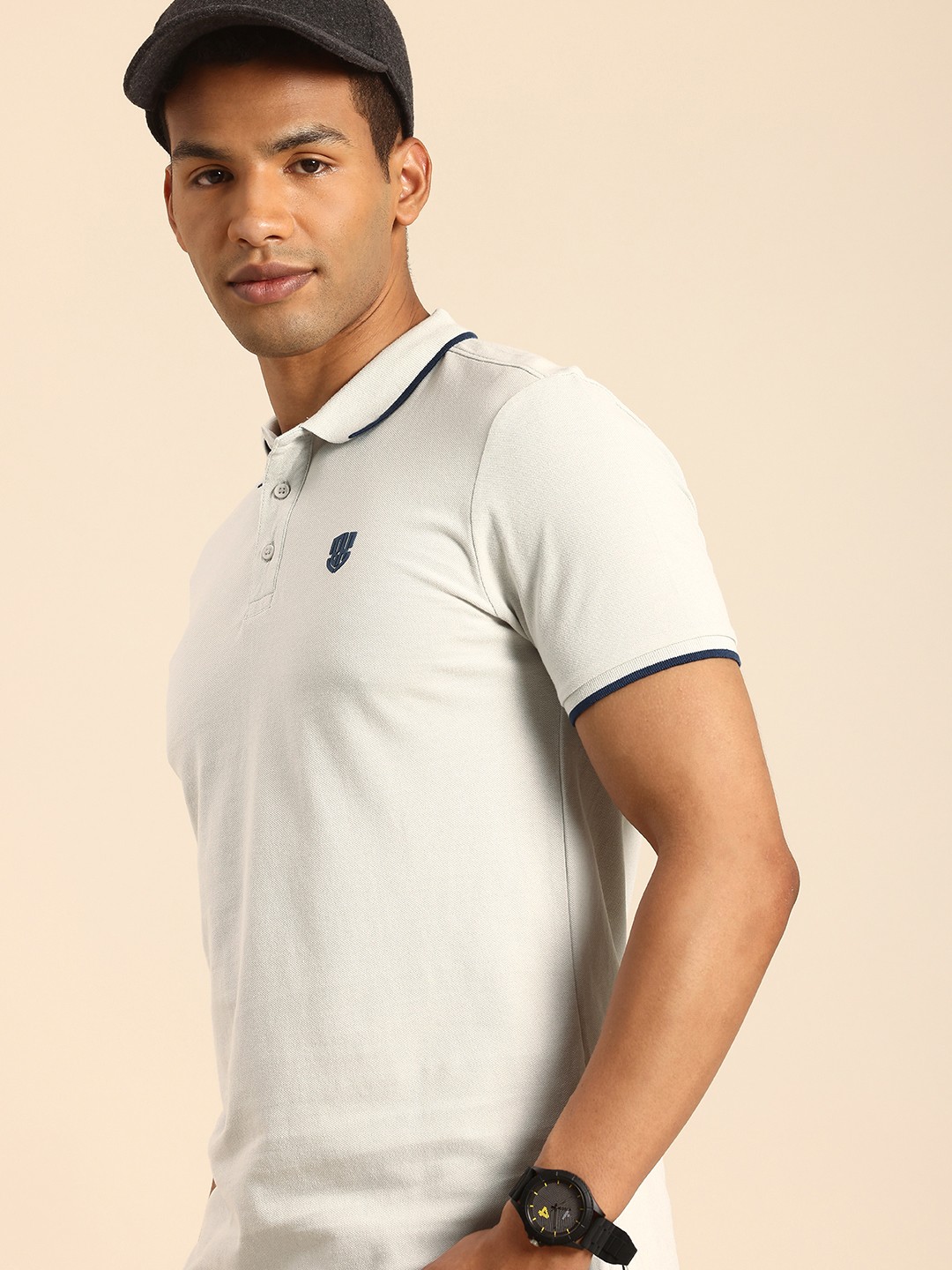 

Being Human Polo Collar Pure Cotton T-shirt, Grey