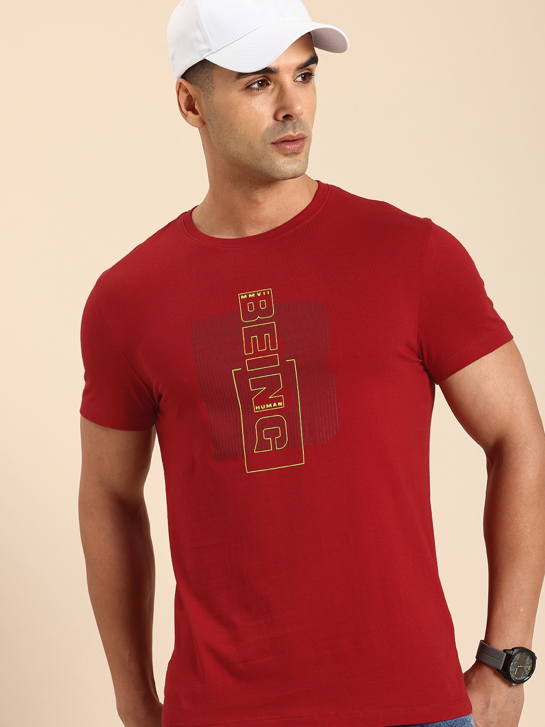 

Being Human Brand Logo Printed Pure Cotton T-shirt, Red