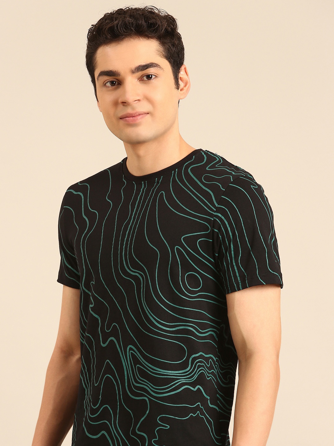 

Being Human Pure Cotton Abstract Printed T-shirt, Black