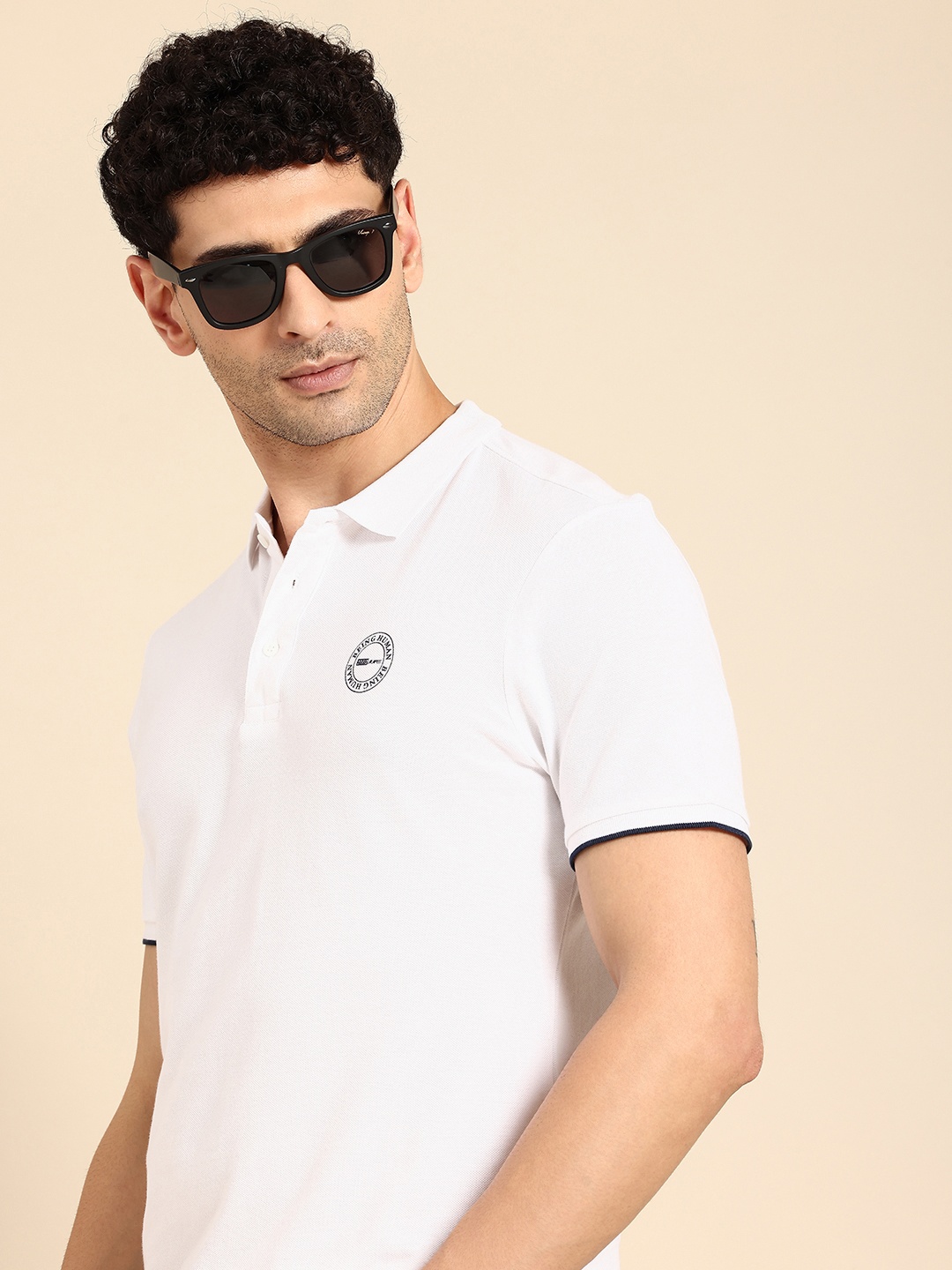 

Being Human Polo Collar Pure Cotton T-shirt, White