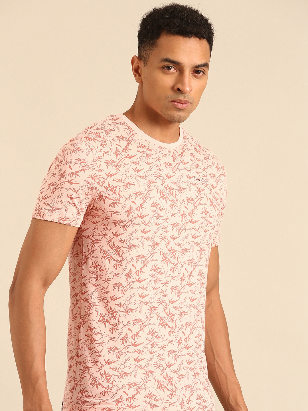 

Being Human Tropical Printed Pure Cotton T-shirt, Peach