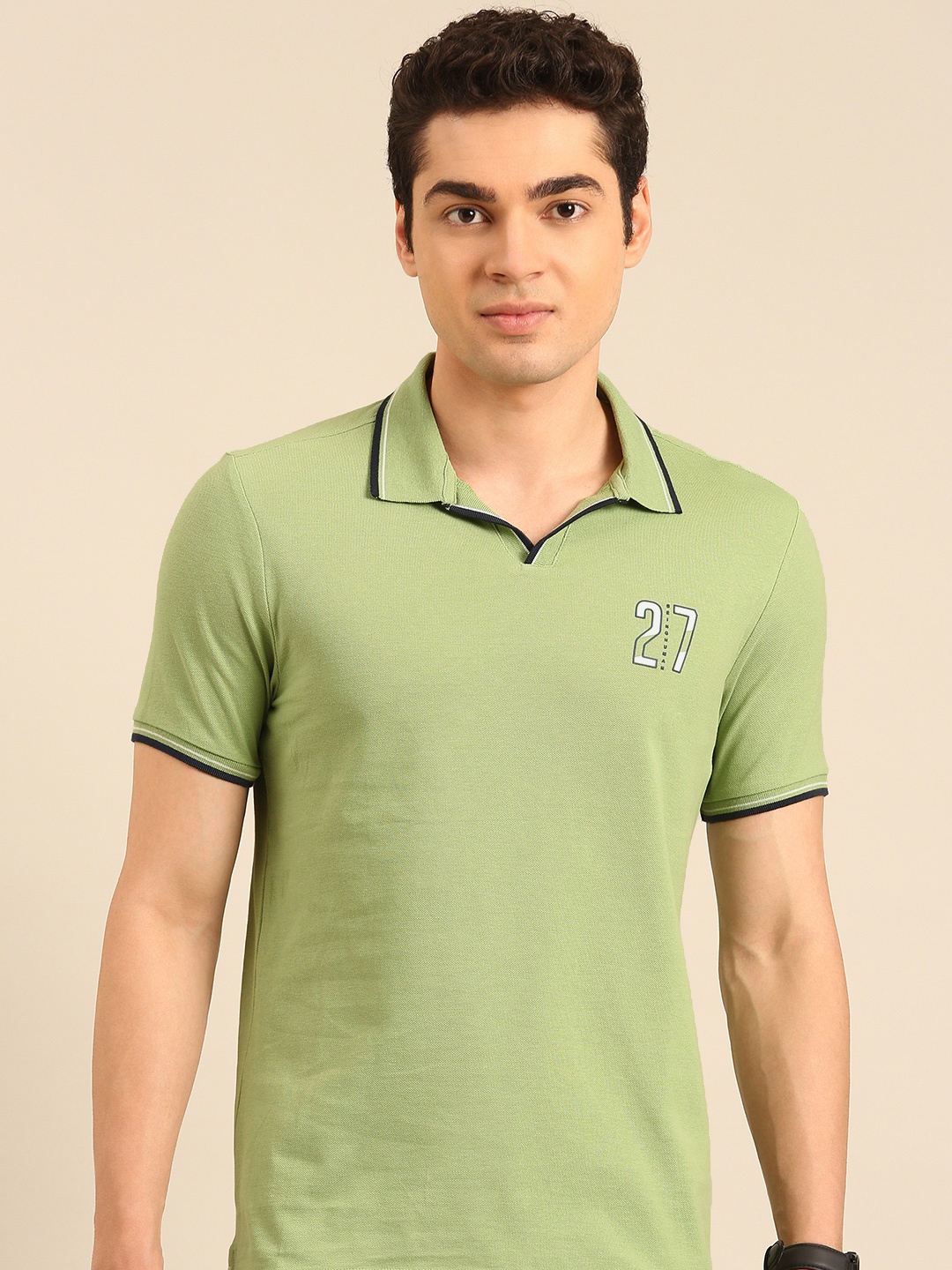 

Being Human Polo Collar Pure Cotton T-shirt, Green