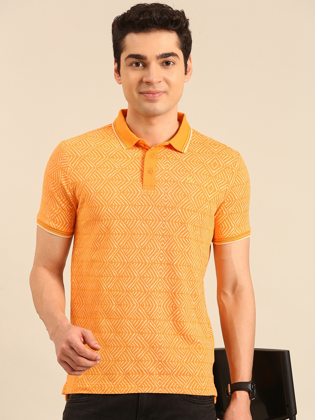 

Being Human Printed Polo Collar Pure Cotton T-shirt, Orange