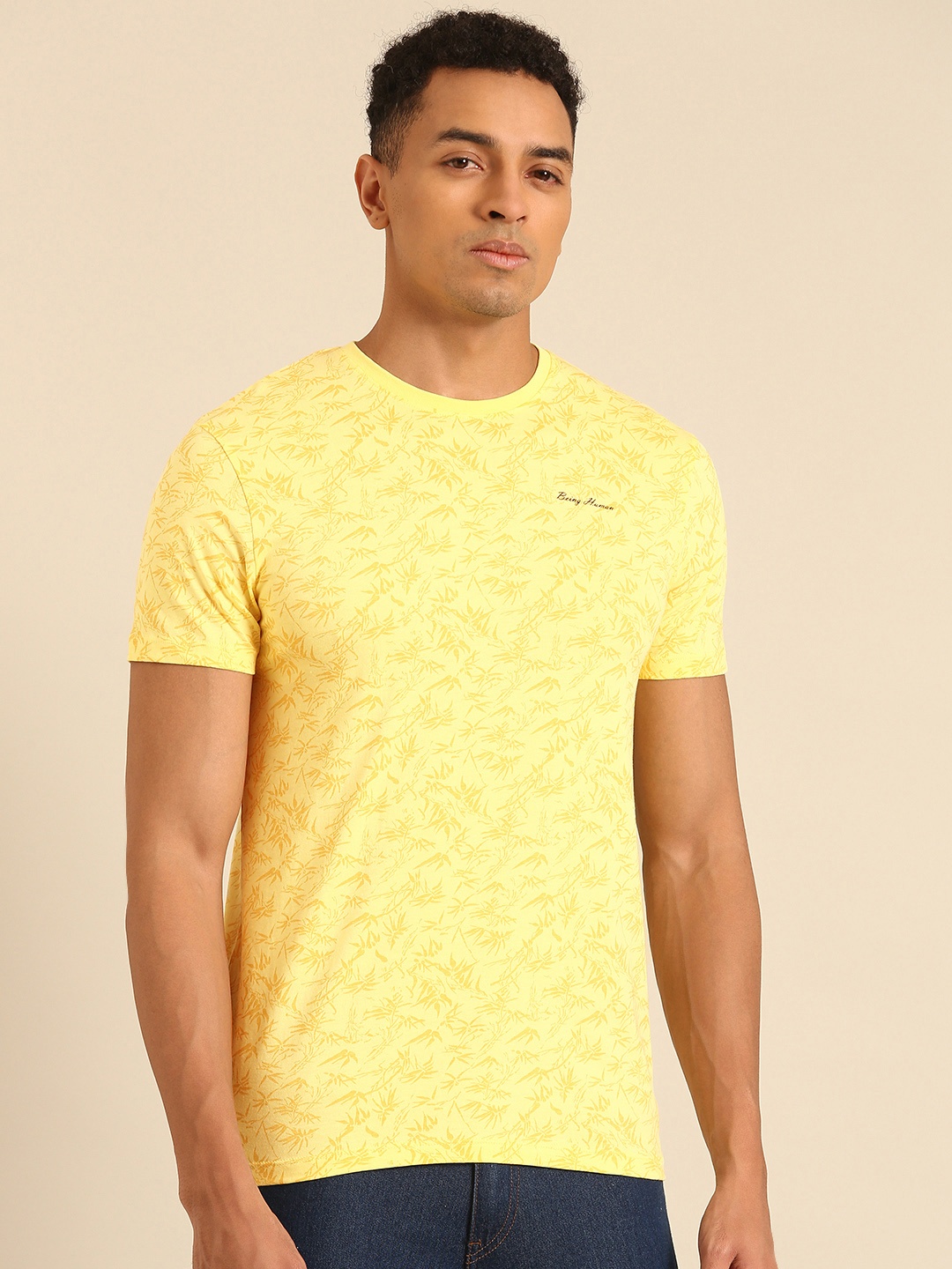 

Being Human Tropical Printed Pure Cotton T-shirt, Yellow