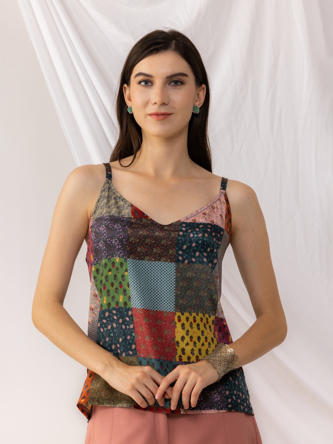 

KOVET Women Geometric Printed Top, Brown