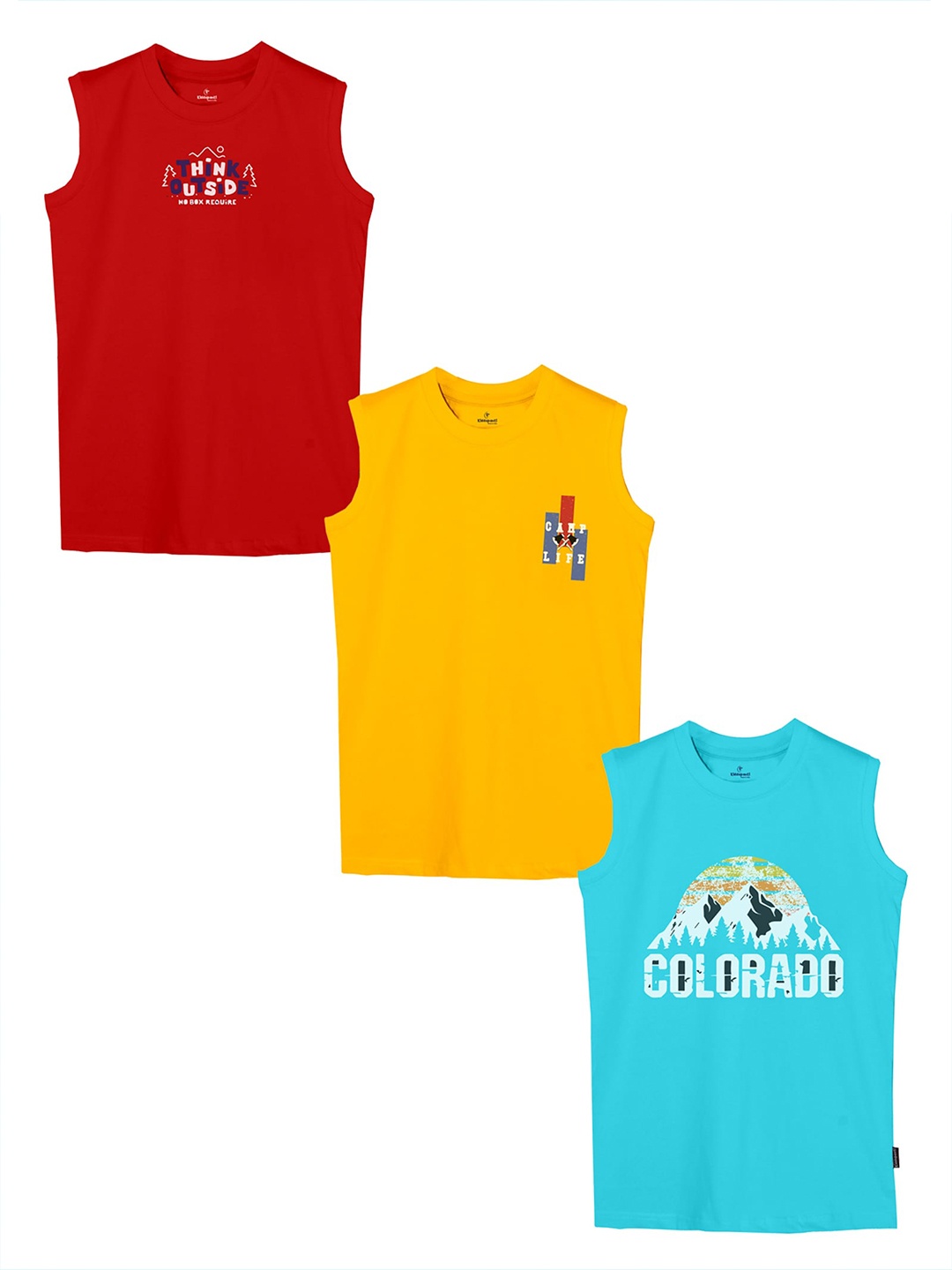 

KiddoPanti Boys Pack Of 3 Graphic Printed Sleeveless T-shirt, Multi