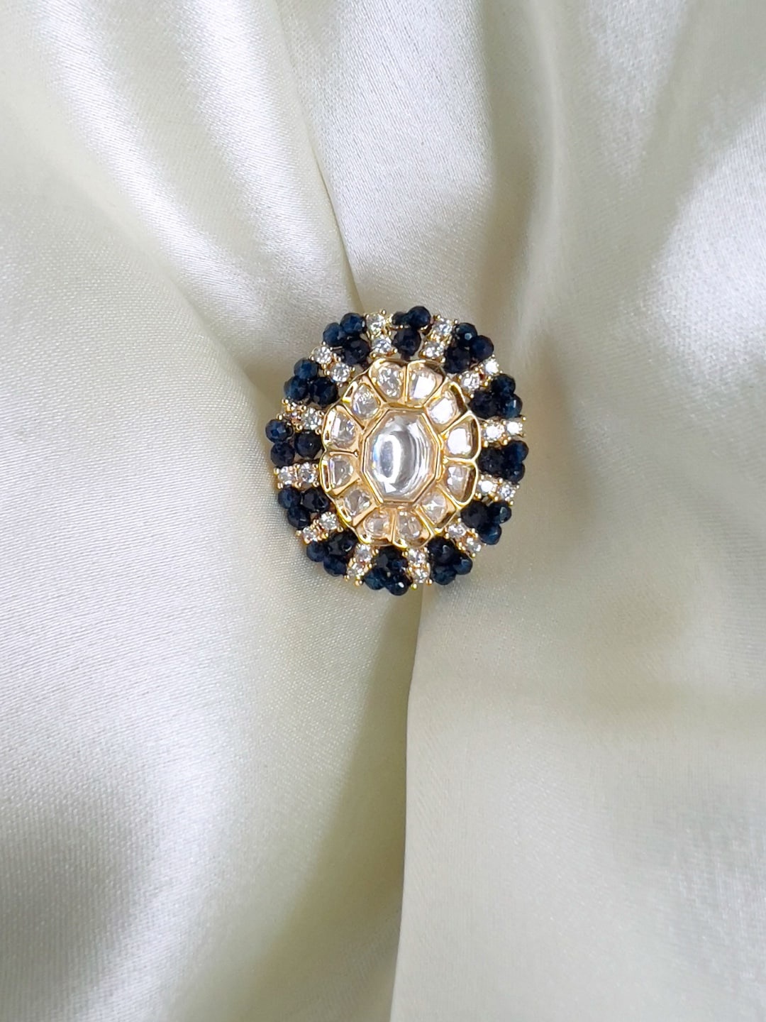

XAGO Gold-Plated Stone-Studded Finger Ring