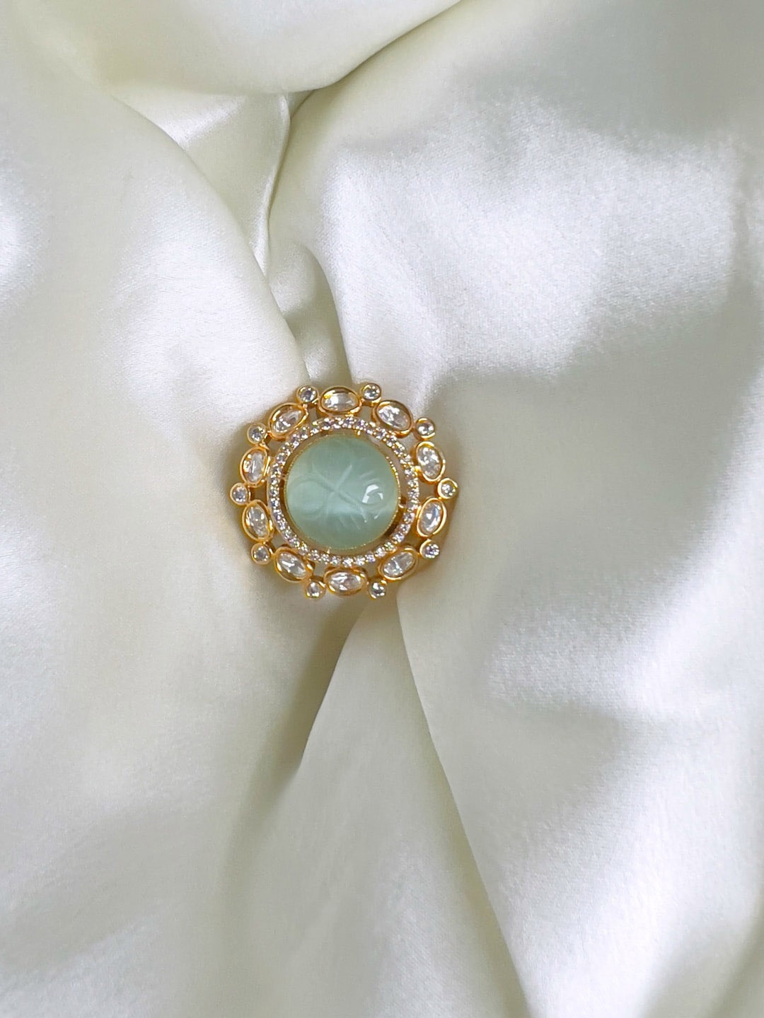 

XAGO Gold-Plated Stone-Studded Finger Ring