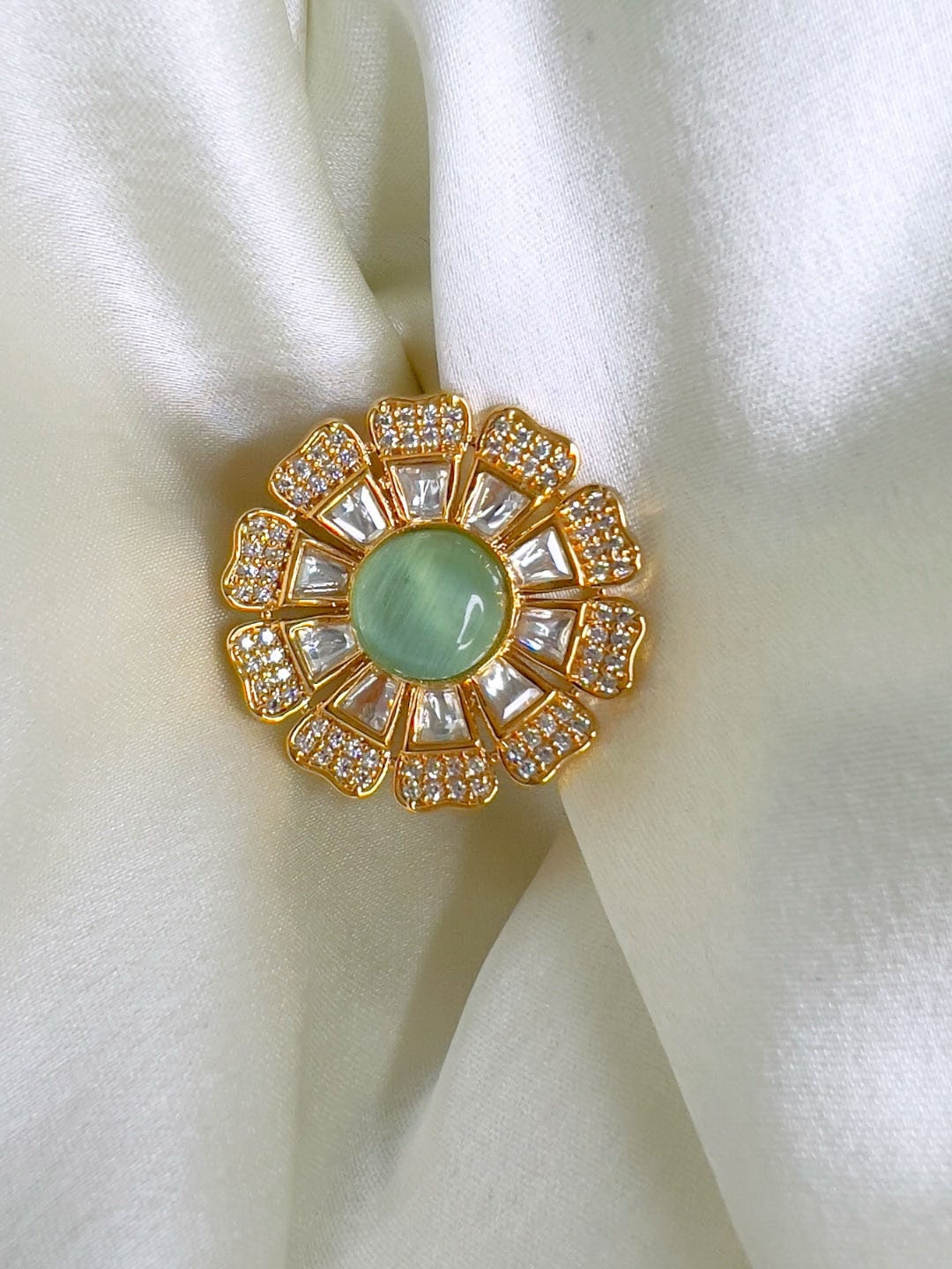 

XAGO Gold-Plated Kundan-Studded Finger Ring