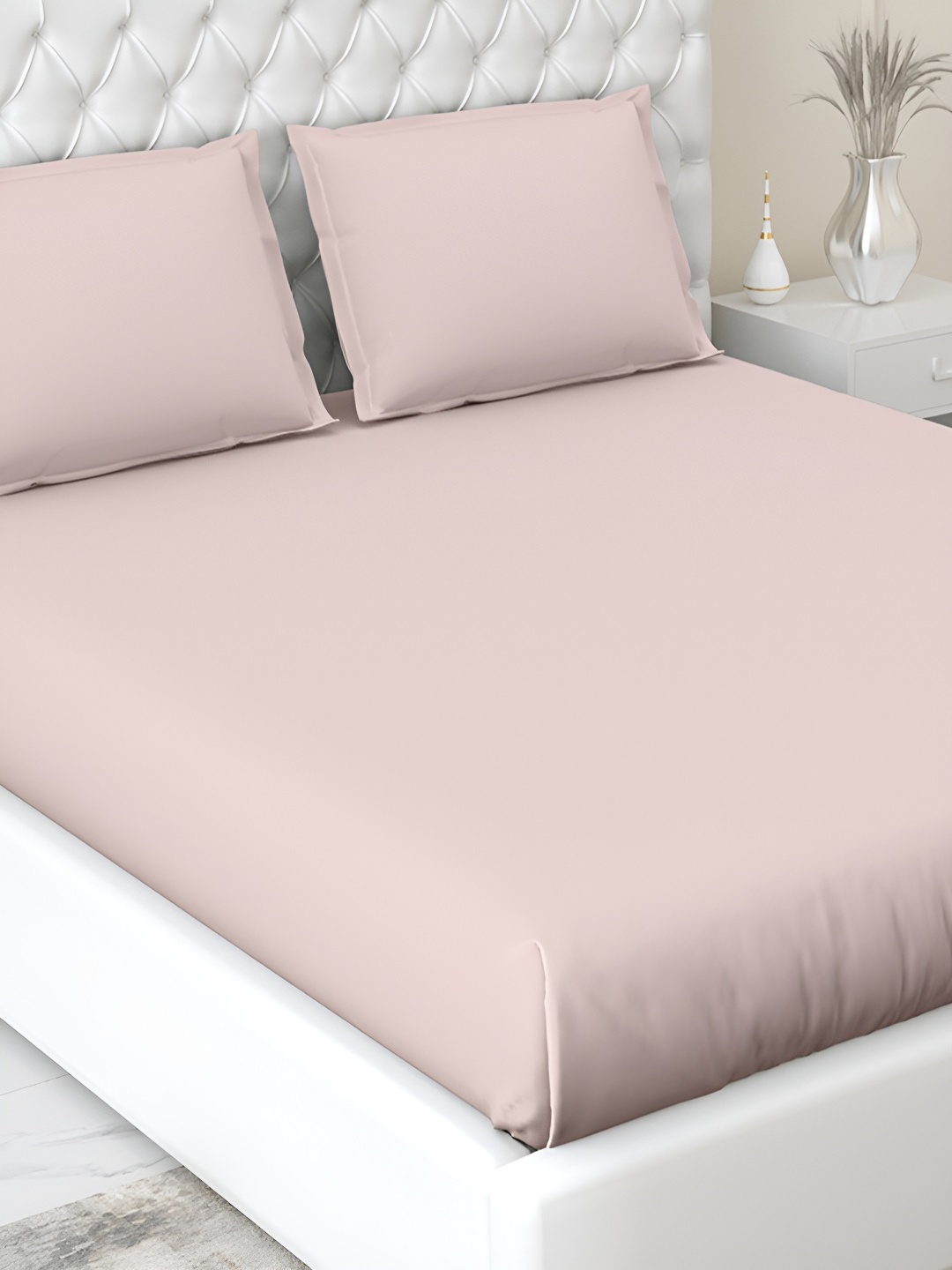 

haus & kinder Pink Cotton 300 TC King Bedsheet with 2 Pillow Covers