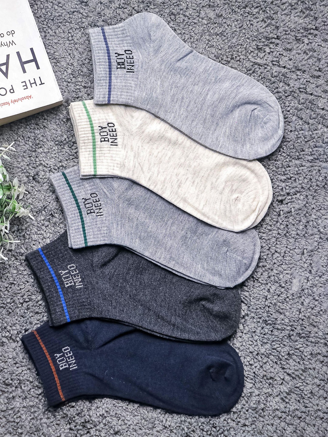 

Brauch Pack Of 5 Assorted Cotton Ankle-Length Socks