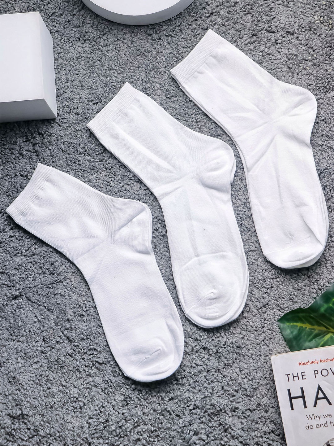 

Brauch Pack Of 3 Cotton Ankle-Length Socks, White