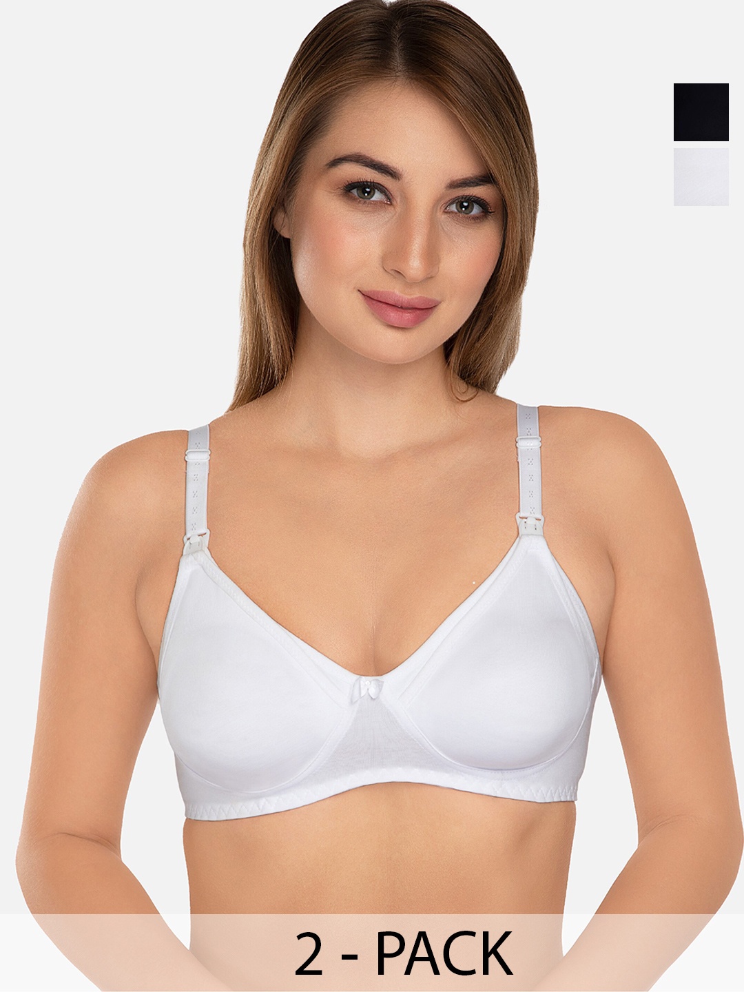 

Daisy Dee Women Pack Of 2 Solid Full Coverage All Day Comfort Maternity Bra, Black