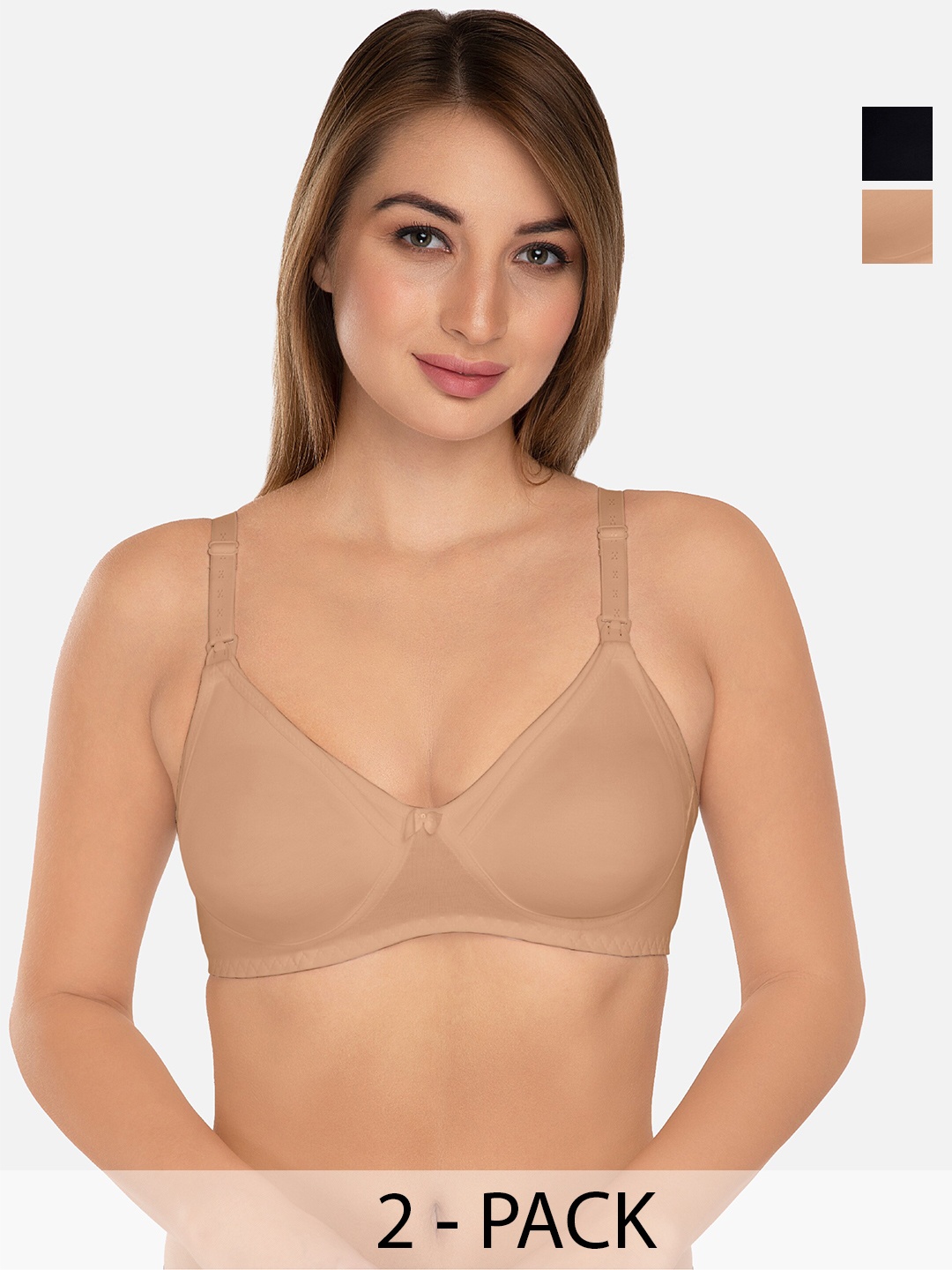 

Daisy Dee Women Pack Of 2 Solid Full Coverage All Day Comfort Maternity Bra, Beige
