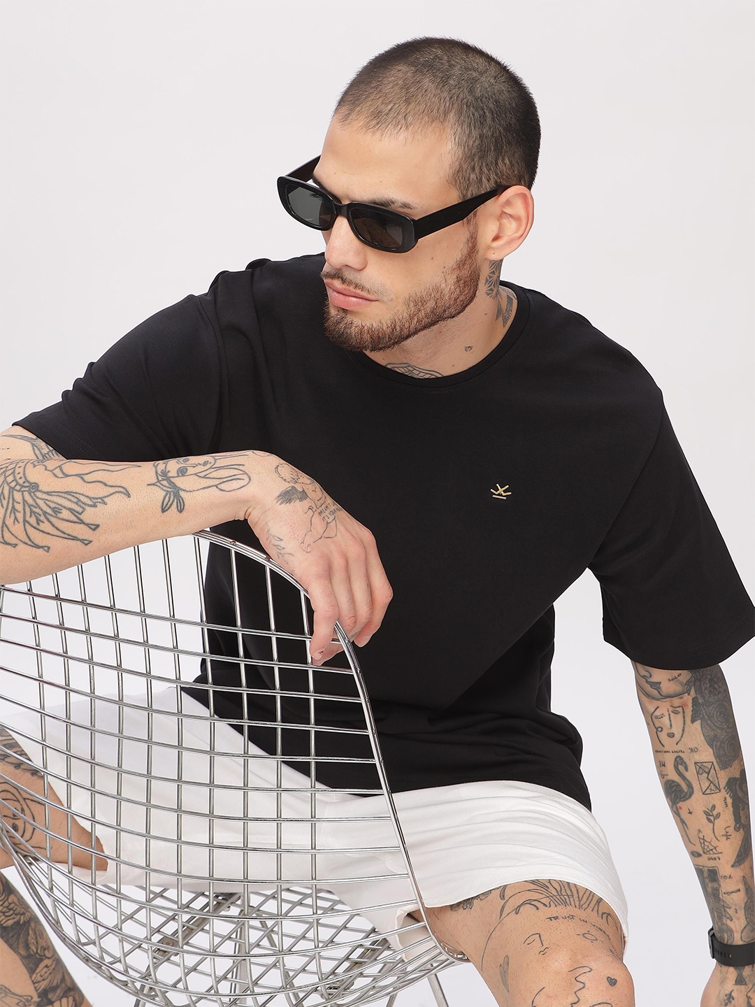 

WROGN Men Round Neck Oversized Typography Printed T-shirt, Black