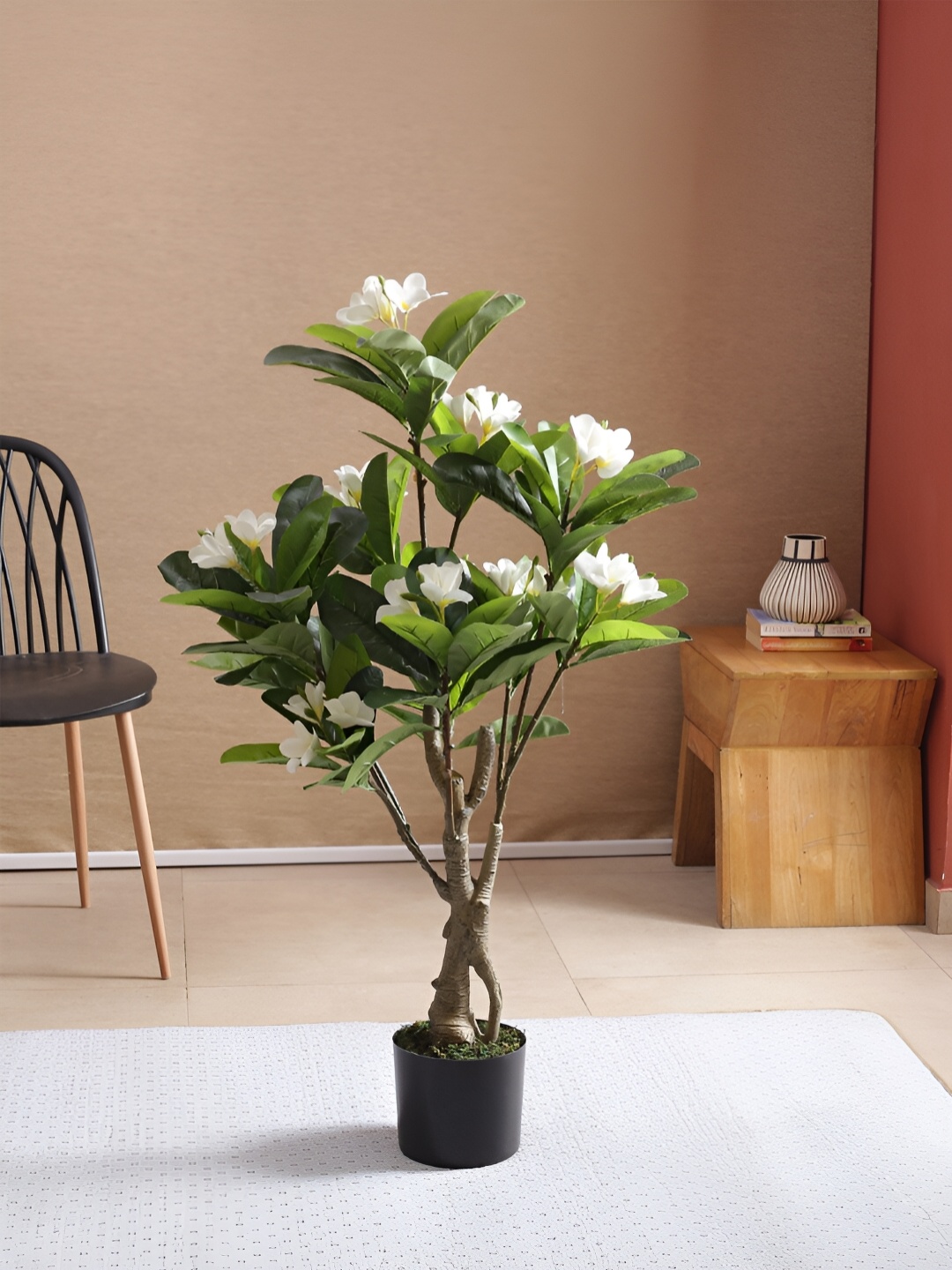 

Home Bloom Green & Black Frangipani Flowers Artificial Plant With Pot