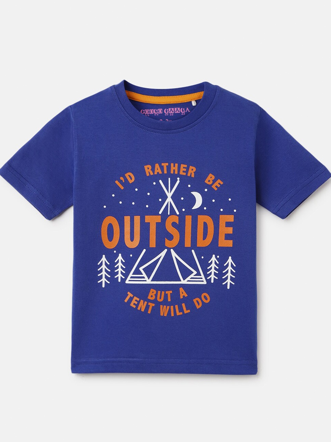 Googo Gaaga Boys Typography Printed Round Neck T-shirt, Blue