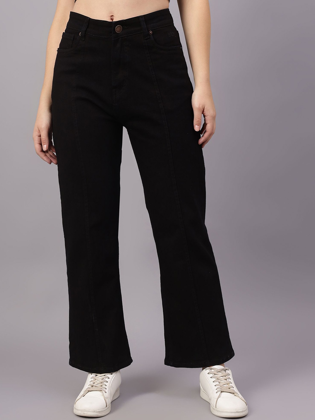

BAESD Women Comfort Straight Fit Mid-Rise Stretchable Jeans, Black
